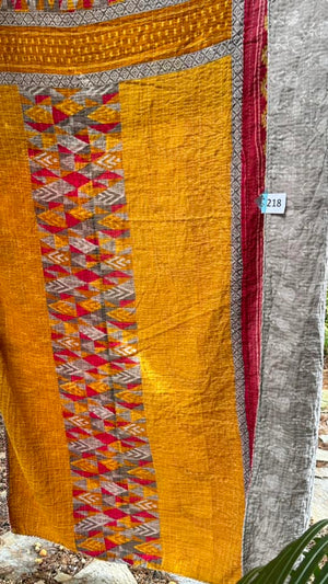 KANTHA QUILT - made from vintage sarees - super soft, cozy cotton #218