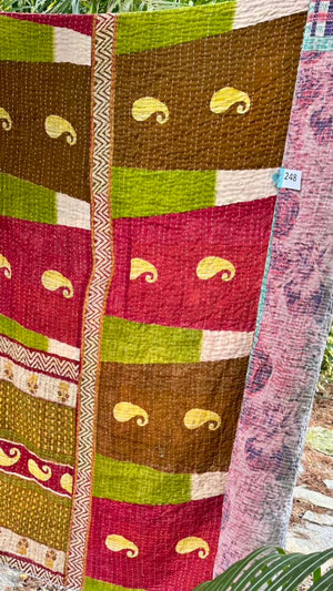 KANTHA QUILT - made from vintage sarees - super soft, cozy cotton #248
