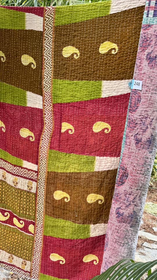 Indian Cotton Scrap Fabric  Vintage Kantha Quilt and Throws