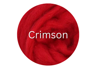 BUY TWO OUNCES GET ONE OUNCE FREE!  Carded Corriedale Sliver CRIMSON  J