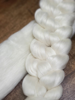 SLEEK SHEEP (CUSTOM BLEND ) 60% 21 micron Merino, 20% rose fiber 20% bamboo rayon- by the ounce - m