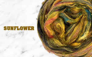 SUNFLOWER Pulled Sari Silk Roving - By The Ounce - J