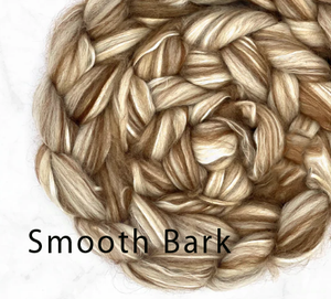 SMOOTH BARK - 18 mic Merino, Alpaca, Camel, and Mulberry Silk Blend Top - ONE POUND Group Presale