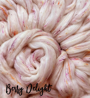 BERRY DELIGHT - 65/35  Polwarth and Viscose Nepps - By The Pound - Group Presale