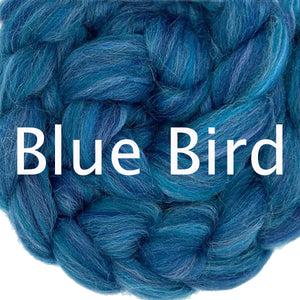 BLUE BIRD - 75/25 Shetland and Nylon Blend Combed Top - One Pound  pre-order - Please allow up to 3 weeks for shipping