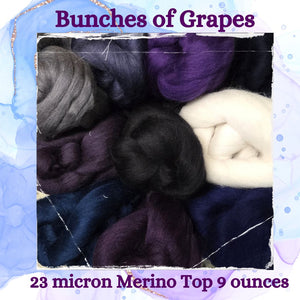 BUNCHES OF GRAPES - 23 micron Merino sample pack (group sale)  - 1 pound and 1 ounce **please give up to 3 weeks for delivery**