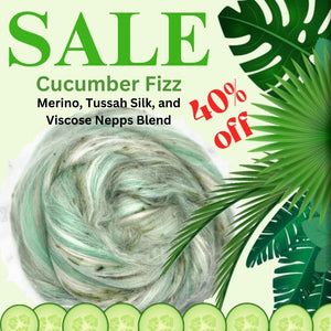 CUCUMBER FIZZ Merino, Viscose Nepps and Tussah Silk Blend  Combed Top -  1 Ounce