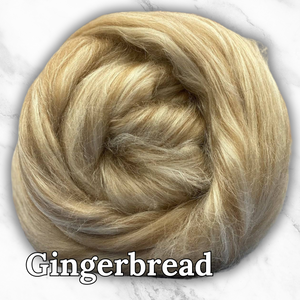 Gingerbread Baby Camel and Tussah Silk 50/50 Blend Combed Top - By the Ounce - J