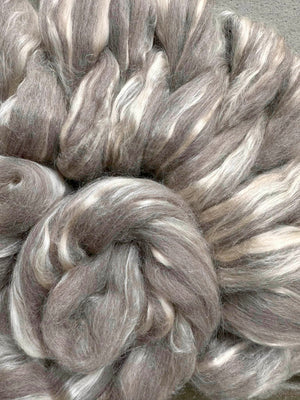 Pangolin - 70/30 Oatmeal Blue Faced Leicester and Bleached Tussah Silk Blend Combed Top - One Pound Group Presale - Please allow up to 3 weeks for shipping