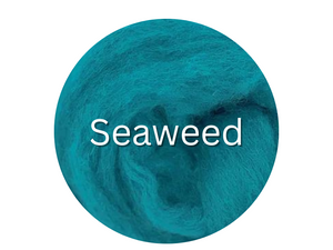 BUY 2 OUNCES GET 1 OUNCE FREE! Corriedale carded sliver  SEAWEED - great for needle felters or woolen spinners -