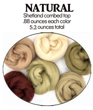 NATURAL   - SHETLAND -  Felting/carding/spinning sampler - 15 ounces (three 5 ounce sampler packs)