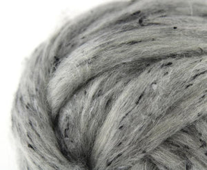 TWEED COLOR POP - GREY FOX -  South American Wool with Viscose Nepps - By The Pound - Group Presale