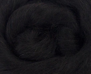 Black Baby Alpaca Combed Top - 4 Ounces - Sold by Jessica