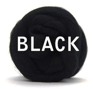 18 mic Merino Superfine - BLACK - by the ounce in stock - m