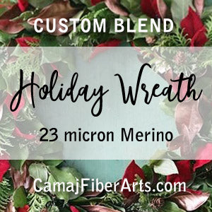 HOLIDAY WREATH -23 micron Merino custom blend exclusively for Camaj Fiber Arts -1 ounce - M