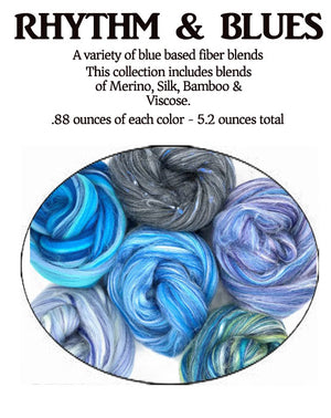 RHYTHM & BLUES -  Felting/carding/spinning various blend samplers - 15 ounces (three 5 ounce sampler packs)