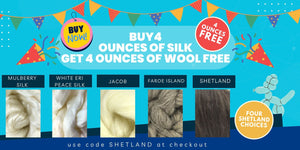 Mulberry Silk and White Eri Peace Silk Sale! Get 4 Free ounces of wool!