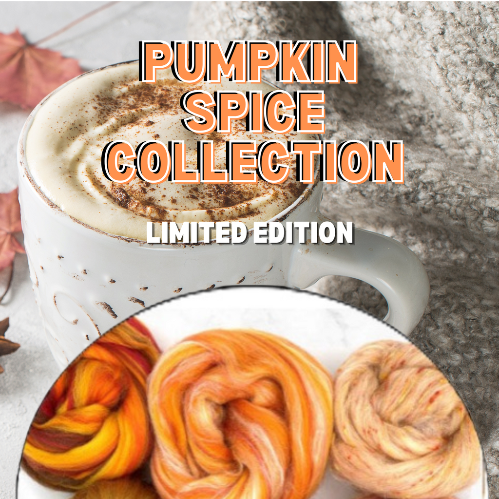 PUMPKIN SPICE  Felting/carding/spinning various blend samplers - 15 ounces (THREE 5 ounce sampler packs)