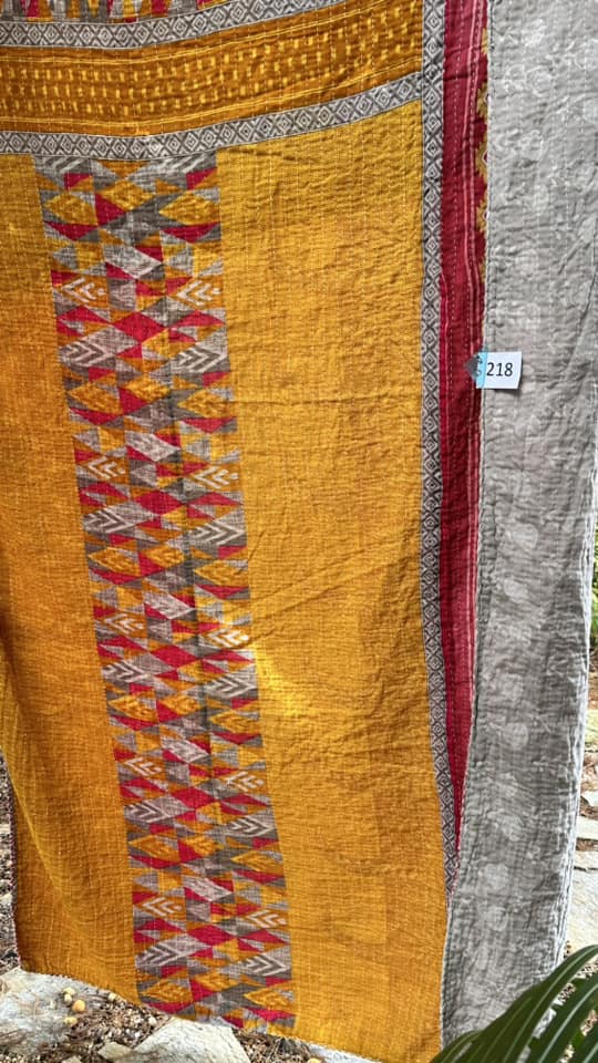 KANTHA QUILT - made from vintage sarees - super soft, cozy cotton #218