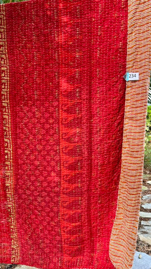 KANTHA QUILT - made from vintage sarees - super soft, cozy cotton #234