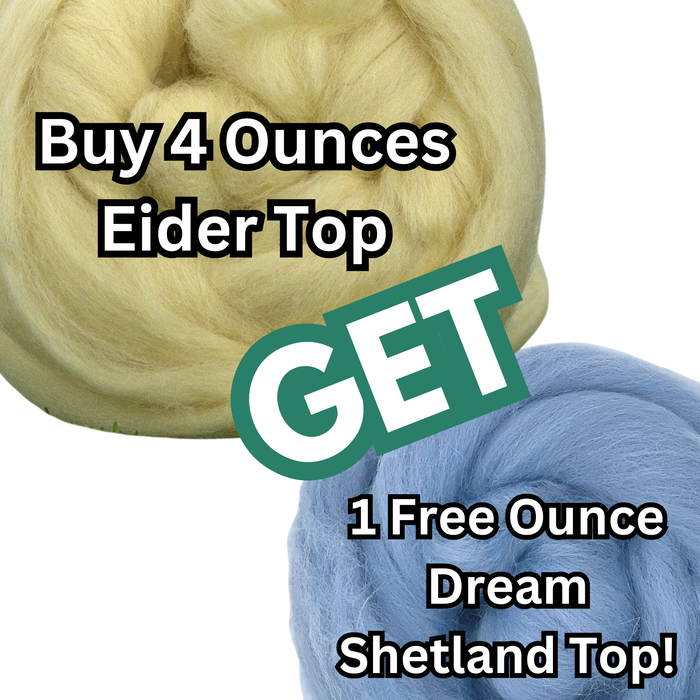 Two For Tuesday! 4 Ounces of Eider Combed Top PLUS 1 FREE Ounce of Dream SHETLAND Top! - J