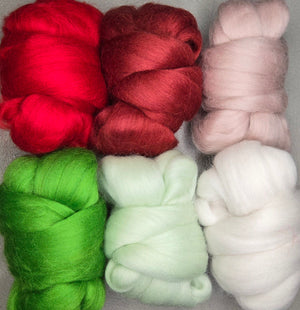 Festive 23 mic Merino Combed Top Sampler - 6 ounces - J