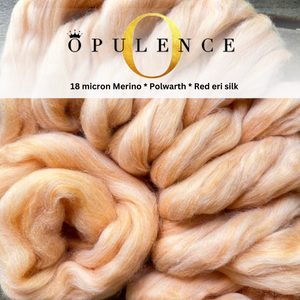 OPULENCE luxury blend 18 micron merino/polwarth/red eri peace silk combed top - 1 ounce