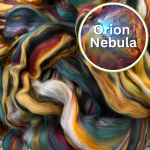 ORION NEBULA custom milled 50% off pre-order.  23 micron Merino, bamboo rayon and snow on the mountain nylon -by the ounce