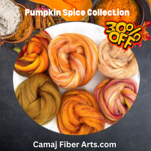 PUMPKIN SPICE  Felting/carding/spinning various blend samplers - 10 ounces (TWO 5 ounce sampler packs)