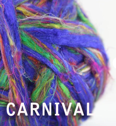 CARNIVAL Pulled Sari Silk Roving - By The Ounce - J