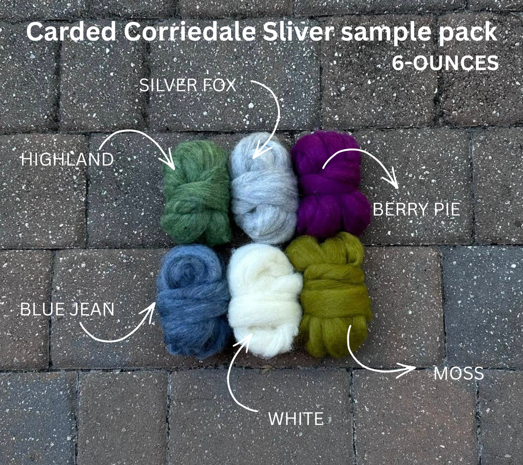 Carded Corriedale Sliver SAMPLER PACK - 6 ounces - m