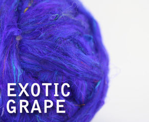 Pulled Sari Silk Roving EXOTIC GRAPE - 1 POUND - please give up to 3 weeks for shipping