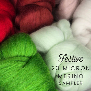 Festive 23 mic Merino Combed Top Sampler - 6 ounces - J