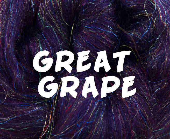 GREAT GRAPE - Merino and Rainbow Firestar Blend Combed Top - by the ounce - J
