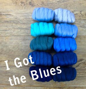 Super 40% OFF Sale!  I GOT THE BLUES -  23 micron Merino FIBER JELLY BEANS -  1.1 pounds **give up to three weeks for shipping**