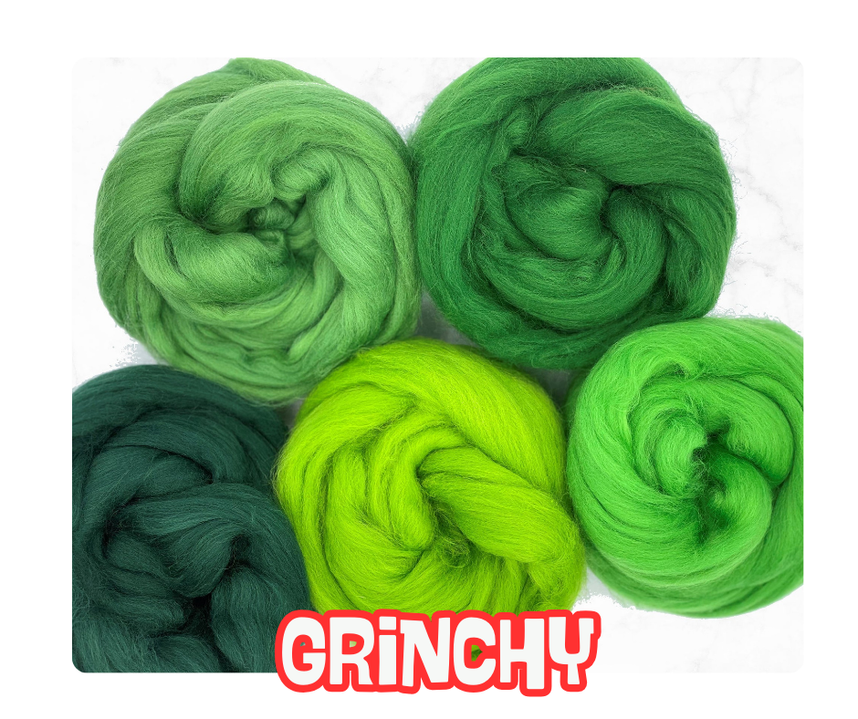 New! Grinchy 23 micron Merino Sampler -  1 Pound and 1 Ounce - Group Presale Please allow up to 3 weeks for shipping