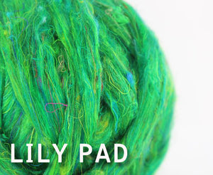 Pulled Sari Silk Roving LILY PAD - 1 POUND - please give up to 3 weeks for shipping