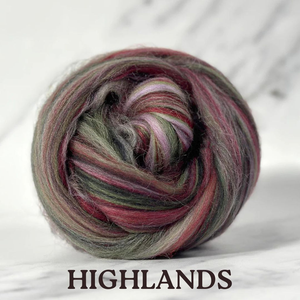 Black Friday Sale! 35% OFF HIGHLANDS 100% Blue Faced Leicester Combed Top Blend - By The Ounce - J