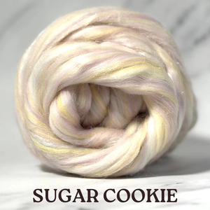 Black Friday Sale! 35% OFF New Blend SUGAR COOKIE Merino, Blue Faced Leicester, Firestar Nylon Blend Combed Top - By The Ounce - J