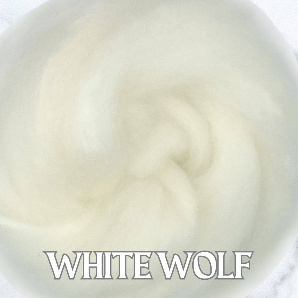 WHITE WOLF - 70/30 White Shetland and Bleached Tussah Silk Blend - one ounce - m