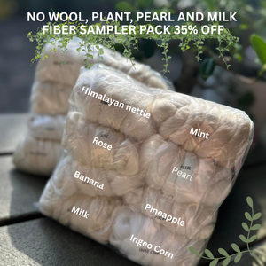 No wool: plant, pearl and milk fiber sampler pack - 7 ounce - pre-order  please give up to 3 weeks for shipping