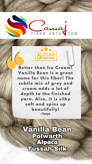 VANILLA BEAN - 50/30/20 Blend Polwarth/Alpaca/Tussah Silk - 30% off for 8 ounce pack pre-order ** please give up to 3 weeks for shipment**