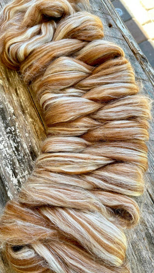 SMOOTH BARK  18 mic Merino, Alpaca, Camel, and Mulberry Silk Blend Top - ONE POUND PRE-ORDER  - groupe sale pre-order