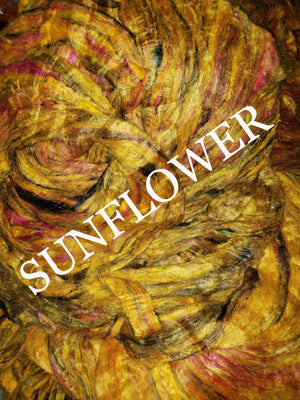 SUNFLOWER pulled sari silk  1 ounce - J