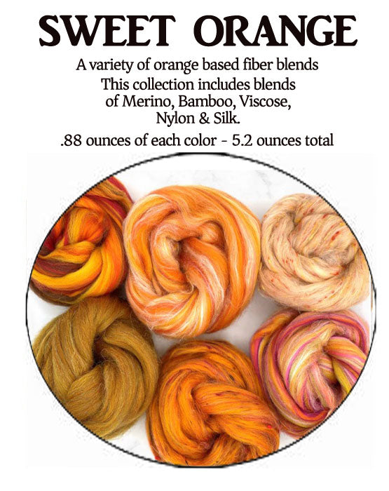 SWEET ORANGEFelting/carding/spinning various blend samplers - ONE 5 OUNCE PACK - give up to 3 weeks for shipment