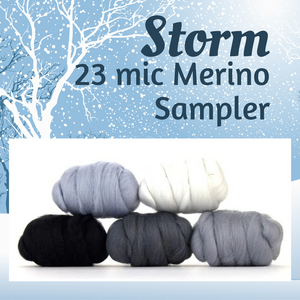 IN STOCK 40% OFF! STORM - 23 micron Merino Top Sampler - 9 Ounces Sold by Jessica