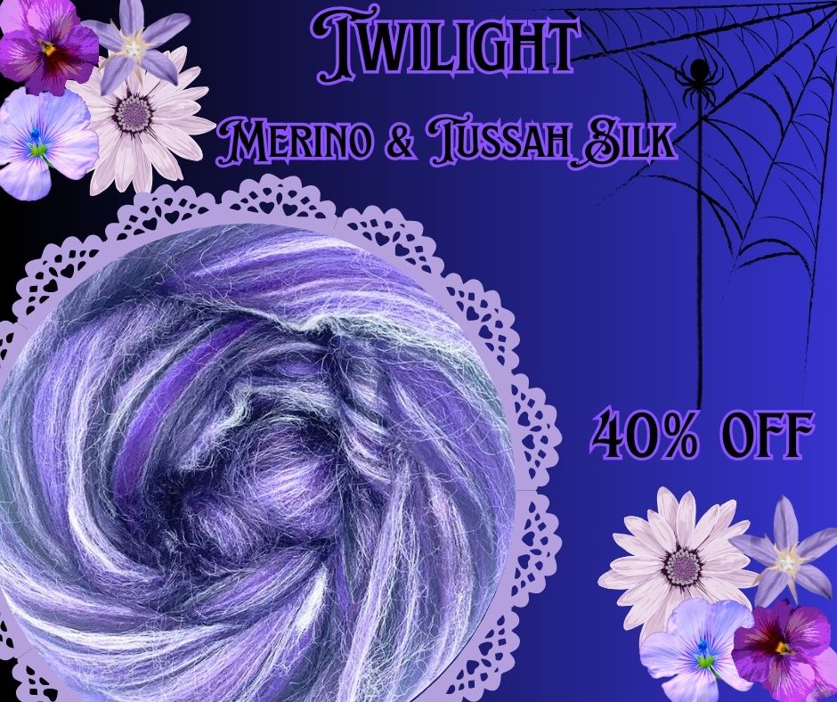 Deal of the Day! 40% OFF TWILIGHT - 70/30 Merino and Tussah Silk Blend Combed Top - BY THE OUNCE - J