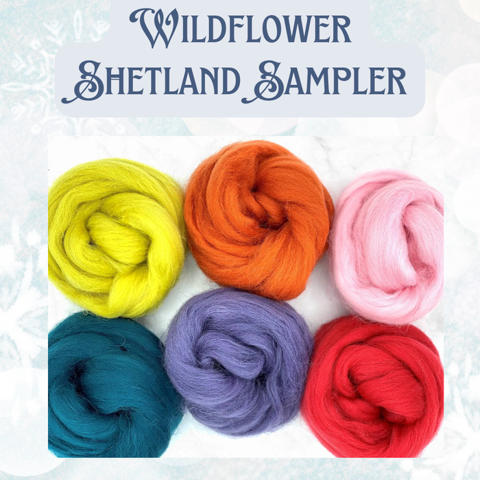 IN STOCK 35% OFF! WILDFLOWER - SHETLAND Combed Top Sampler 5 Ounces - J