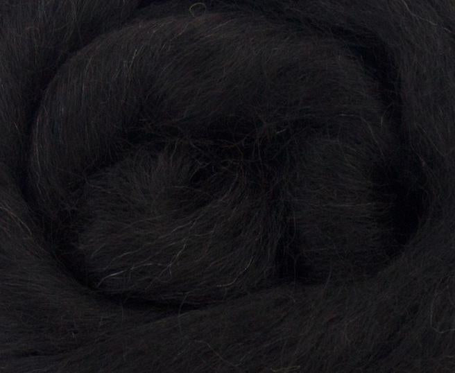 BLACK Baby Alpaca Combed Top - One Ounce - M