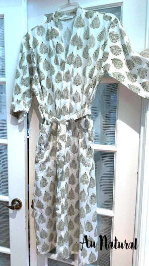 AU NATURAL - 100% cotton kimono style robe direct from india.